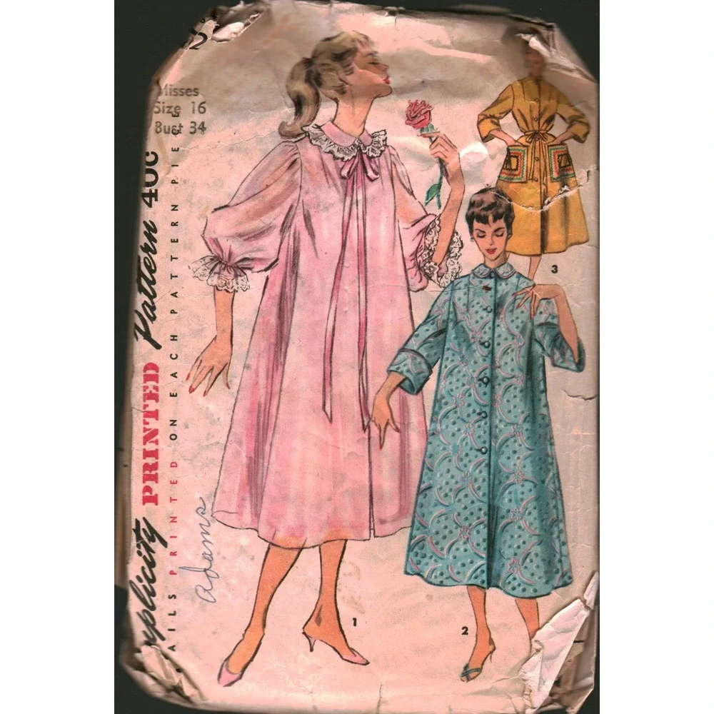 Vintage Simplicity 4972 Sewing Pattern Misses Duster Negligee Housecoat Size 16